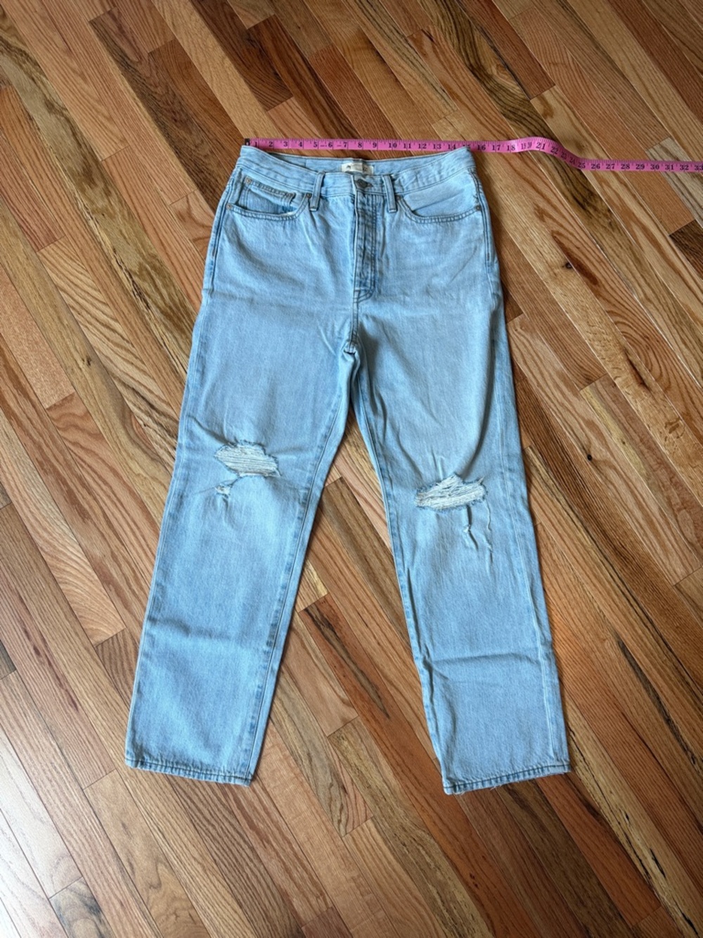 Madewell High-Rise Light Blue Distressed Women’s Dad Jean